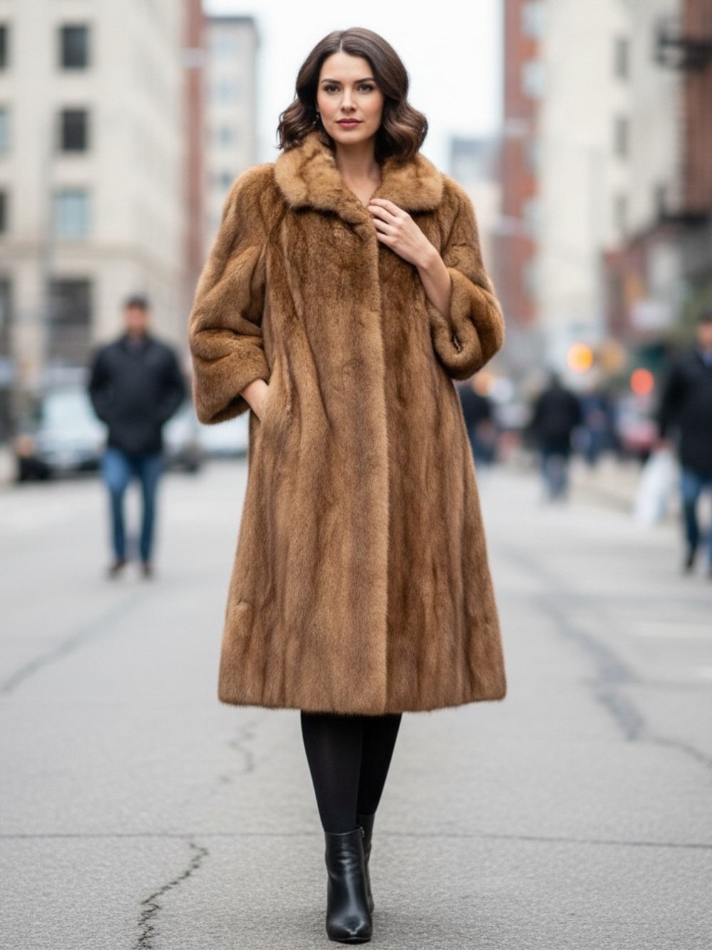 Luxurious Brown Mink Fur Full-Length Coat. MEDIUM. Satin lined. Soft!